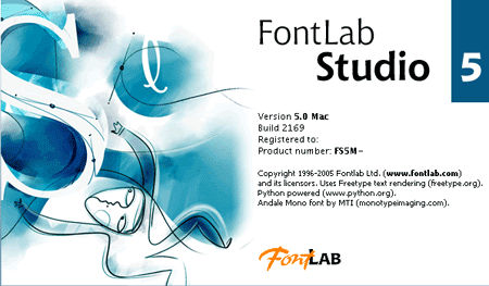 FontLab Studio 5 Startscreen für Mac