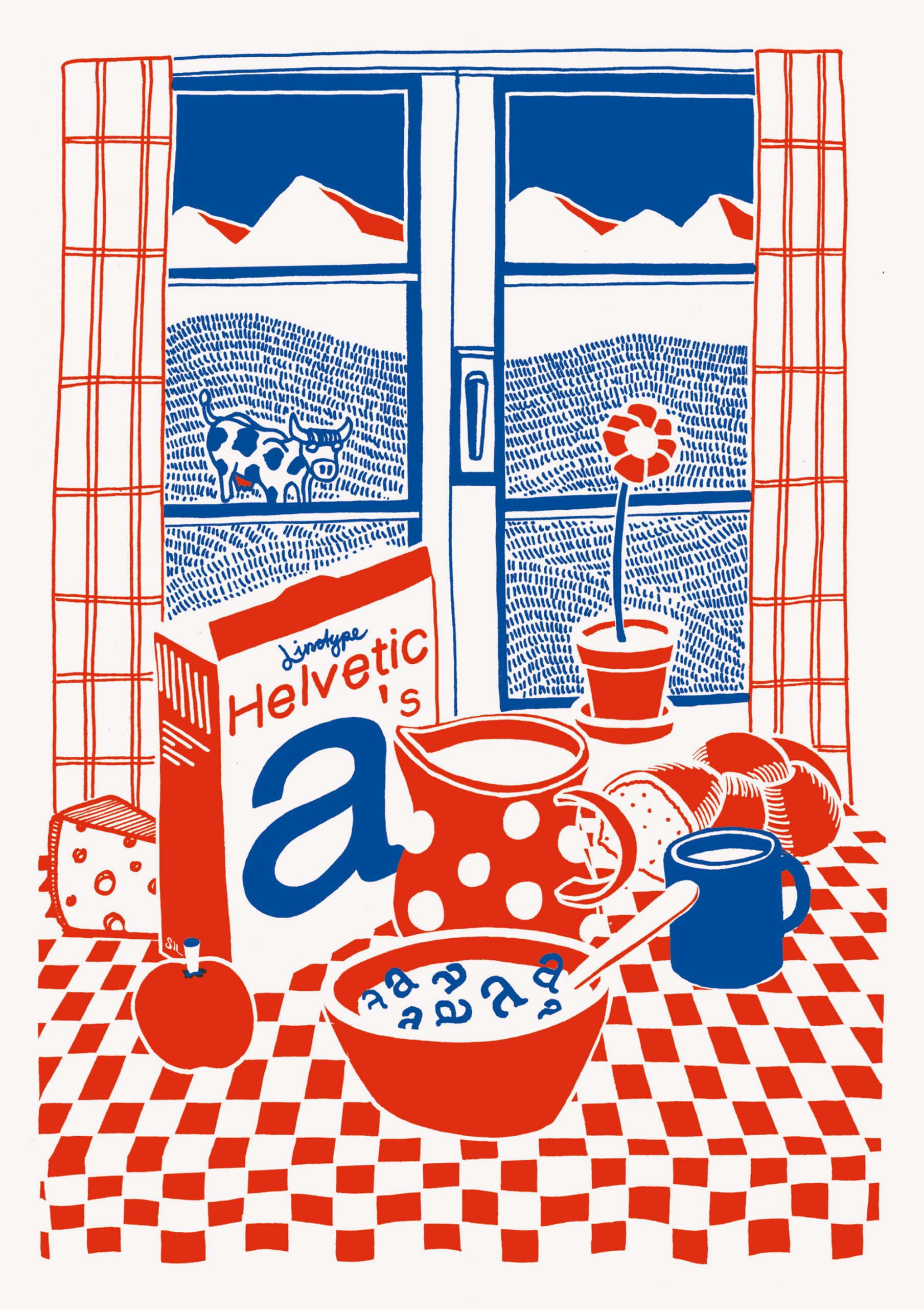 Helvetica Illustrated Riso Print – Silvan Zurbriggen