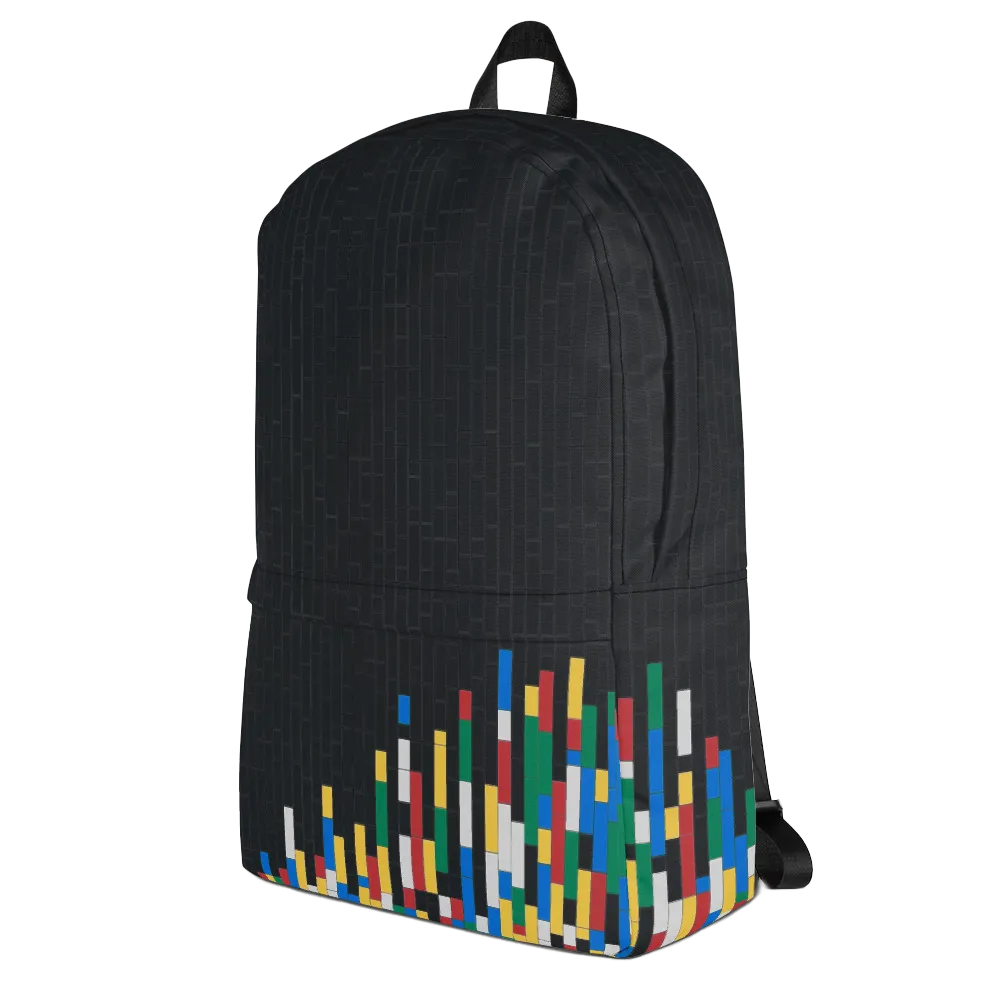 Black Building Blocks Graphic Backpack