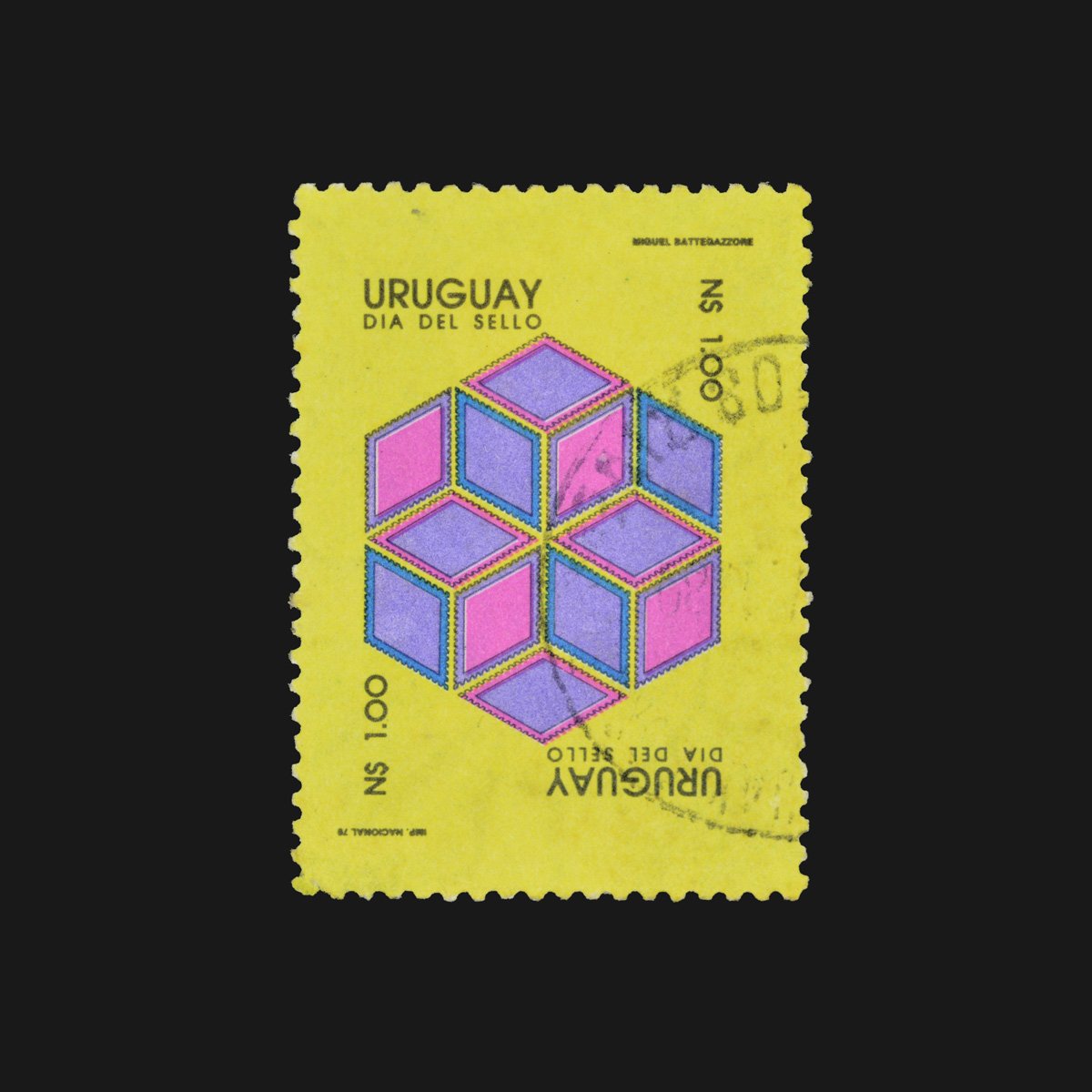 Slanted-1200px-Día-del-Sello-Uruguayo-✺-Uruguayan-Postal-Stamp-Day-✺-Miguel-Battegazzore-✺-N$1-✺-Circa-1978