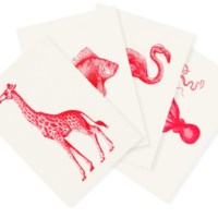 Roter Zoo | 4 Monochrome Risograph Postcards