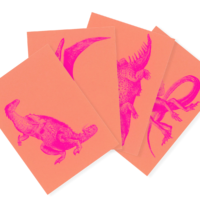 Fluosaurier | Dinosaur | 4 Colorful Risograph Postcards