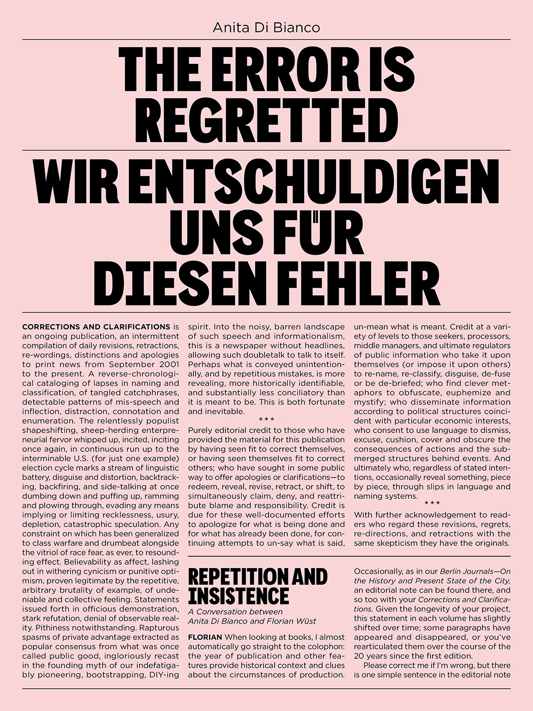 The Error Is Regretted / Wir entschuldigen uns für diesen Fehler