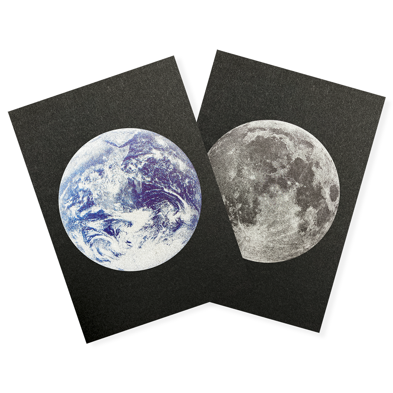 Erde & Mond | Earth and Moon | Riso Postcards by Herr und Frau Rio
