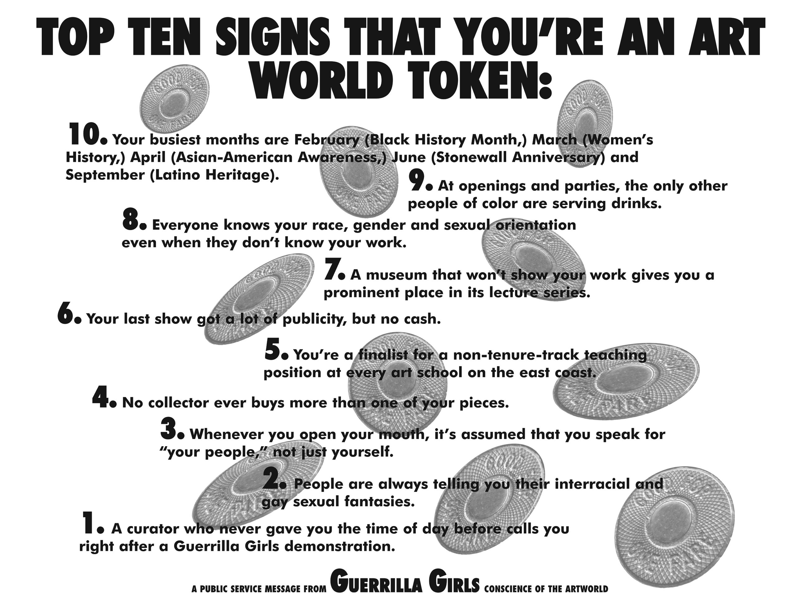 Top Ten Signs You're An Art World Token, 1995