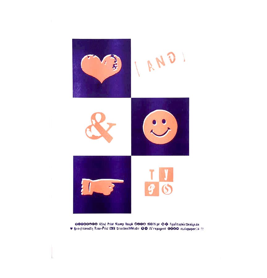 Type Specimen | Typo Emoji Poster | Hand Print Stamp Rough | A3 Riso Print